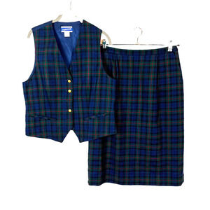 Pendleton Skirt Vest Suit Virgin Wool Authentic Argyle Tartan Plaid Made in USA